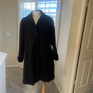 Vintage Women’s Black 100% Wool Nevk Sleeves Detail Coat Dress Pea‎ Coat Large